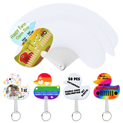 Sublimation Mini Handheld Fans Keychain Set Blanks - Duck 50PK