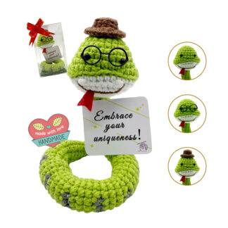 Handmade Positive Emotional Support Crochet Snake Shape Decoration with Positive Card and Blank Card