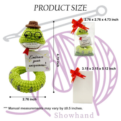 Handmade Positive Emotional Support Crochet Snake Shape Decoration with Positive Card and Blank Card - Image 2